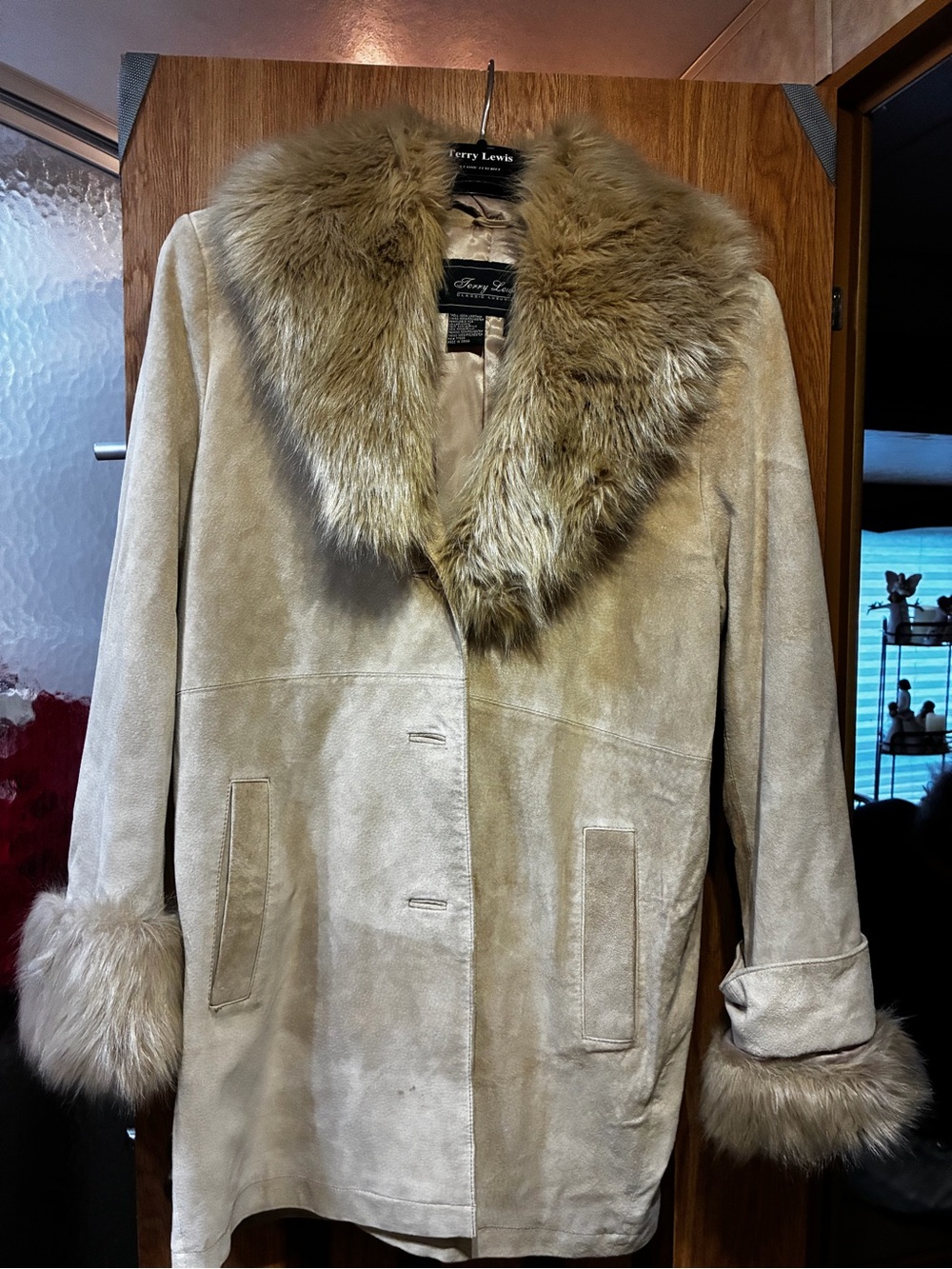 Terry Lewis Classic Luxuries Taupe Suede Jacket with Fur Trim